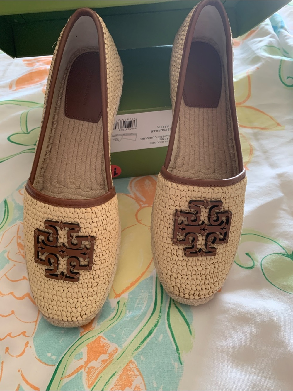 Tory Burch Natural Raffia Espadrille Flats with Brown Logo Trim
Size 10 - Picture 2 of 7